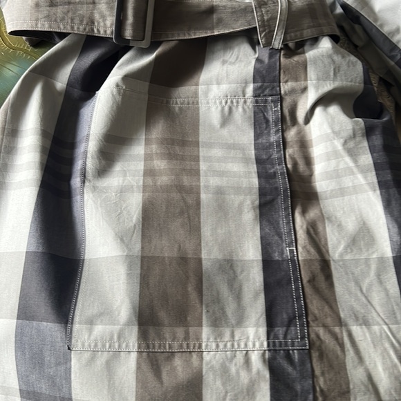 Theory Plaid Cotton & Silk Open Front Trench Coat size S - Picture 4 of 7